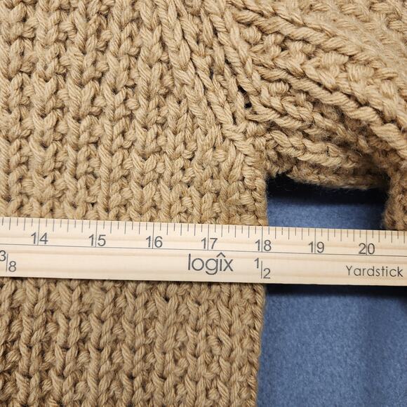 Vintage Handmade Sweater Cardigan Womens S/M Chunky Granny Grandma Neutral Tan - Picture 3 of 11